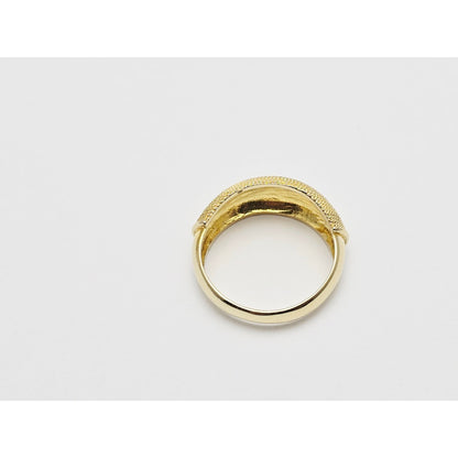 14K Yellow Gold Granulated Domed Mesh Filigree Ring