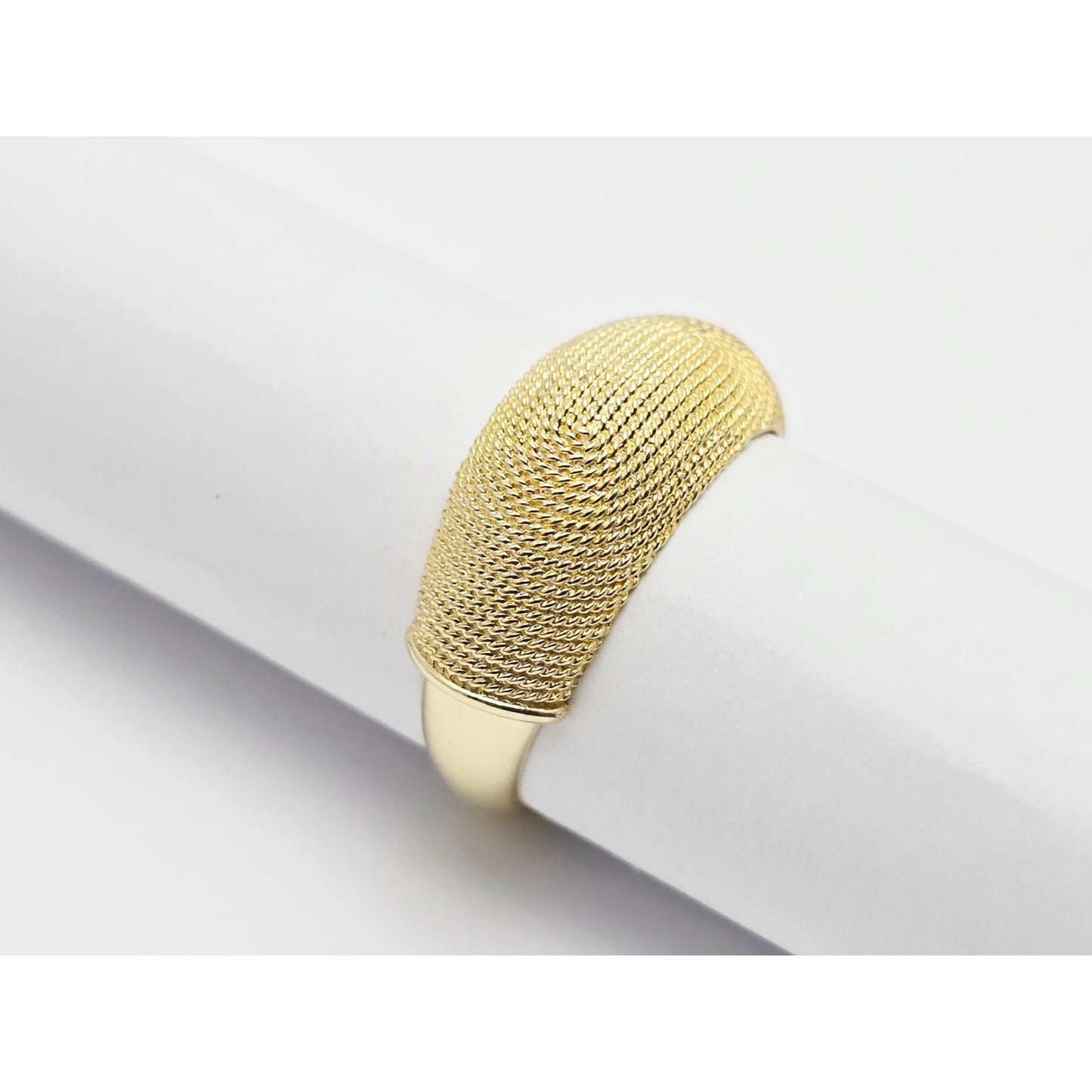 14K Yellow Gold Granulated Domed Mesh Filigree Ring