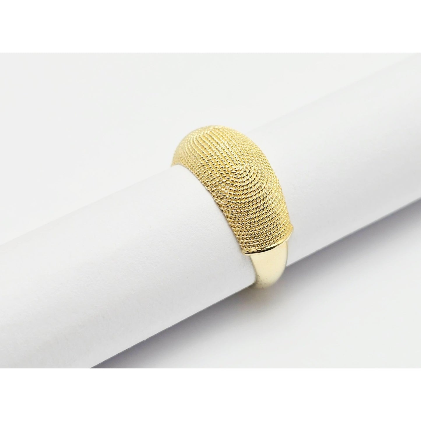14K Yellow Gold Granulated Domed Mesh Filigree Ring