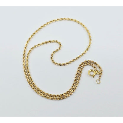14K Yellow Gold Rope Chain Choker Necklace