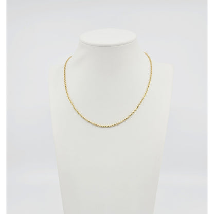 14K Yellow Gold Rope Chain Choker Necklace