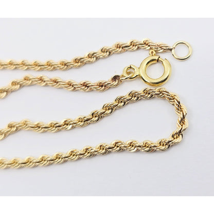 14K Yellow Gold Rope Chain Choker Necklace