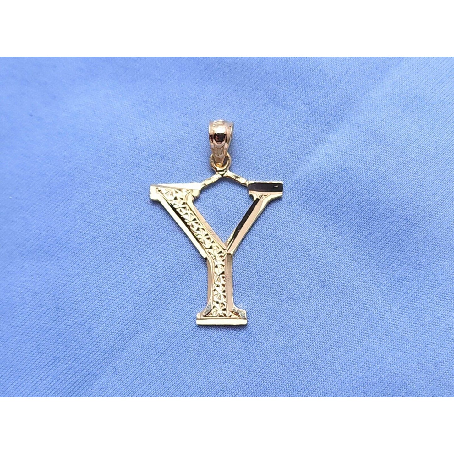 14K Yellow Gold Initial Letter " Y " Charm Pendant