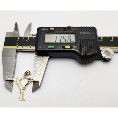 14K Yellow Gold Initial Letter " Y " Charm Pendant