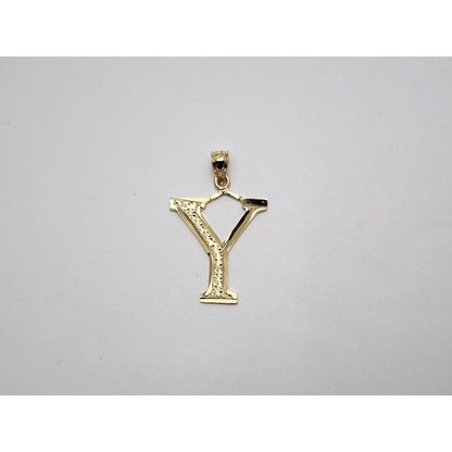 14K Yellow Gold Initial Letter " Y " Charm Pendant