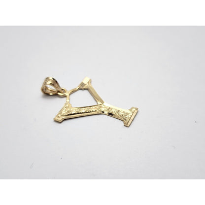 14K Yellow Gold Initial Letter " Y " Charm Pendant
