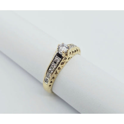 14K Yellow Gold Ladies CZ Engagement Ring