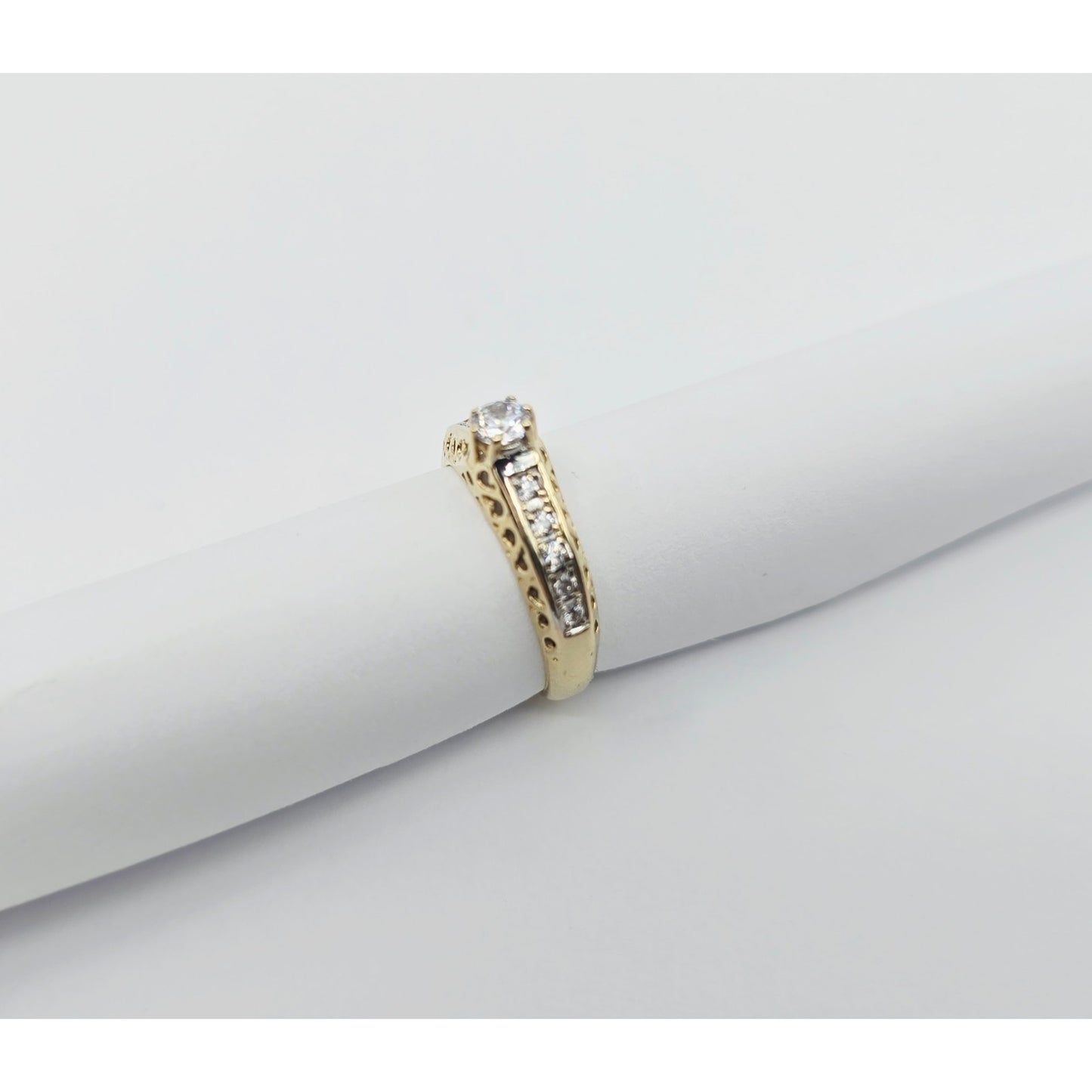 14K Yellow Gold Ladies CZ Engagement Ring