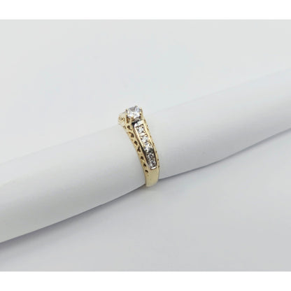 14K Yellow Gold Ladies CZ Engagement Ring