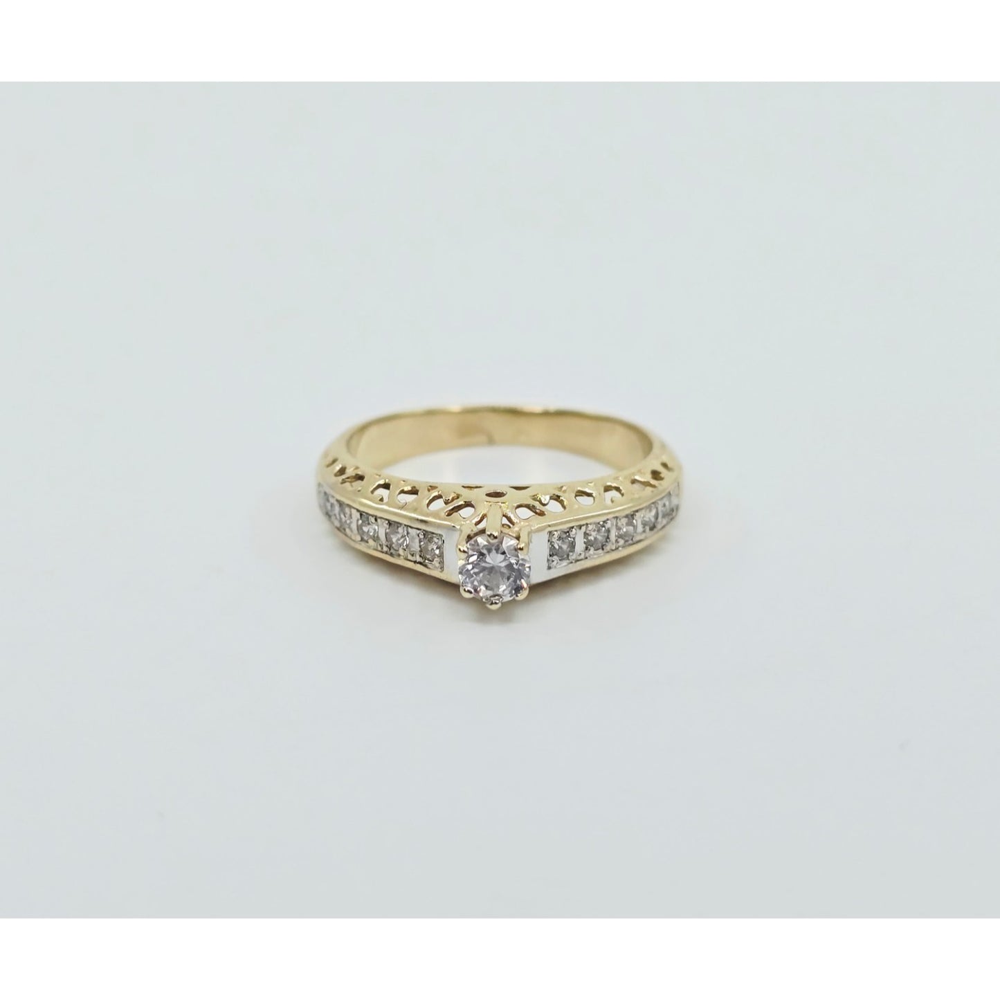 14K Yellow Gold Ladies CZ Engagement Ring