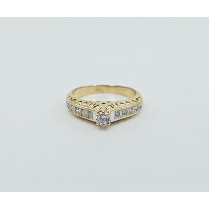 14K Yellow Gold Ladies CZ Engagement Ring