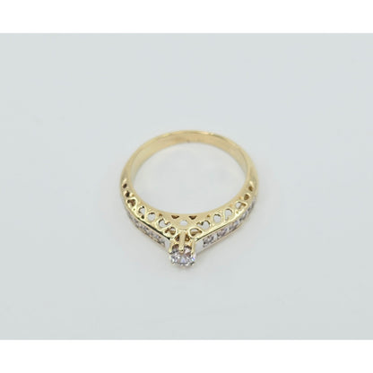 14K Yellow Gold Ladies CZ Engagement Ring