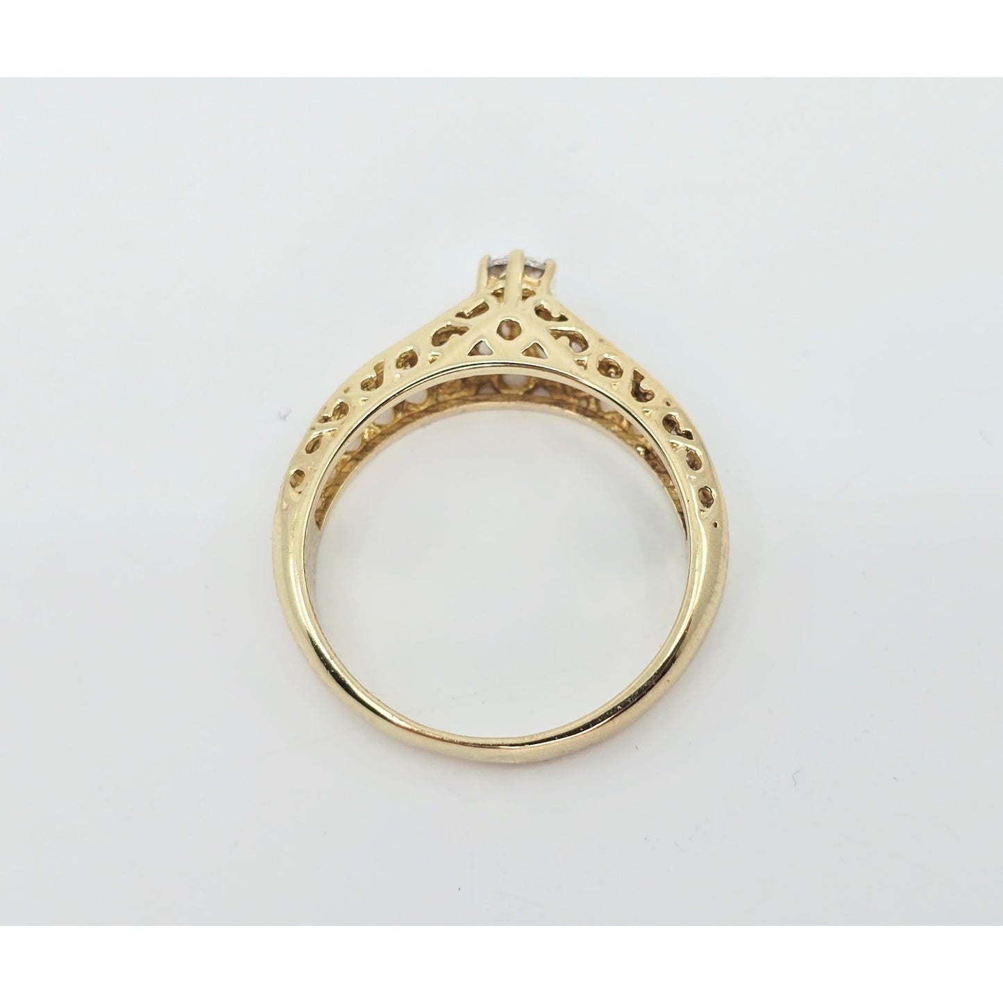 14K Yellow Gold Ladies CZ Engagement Ring