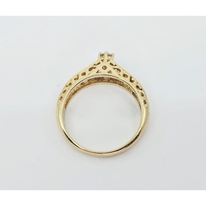 14K Yellow Gold Ladies CZ Engagement Ring