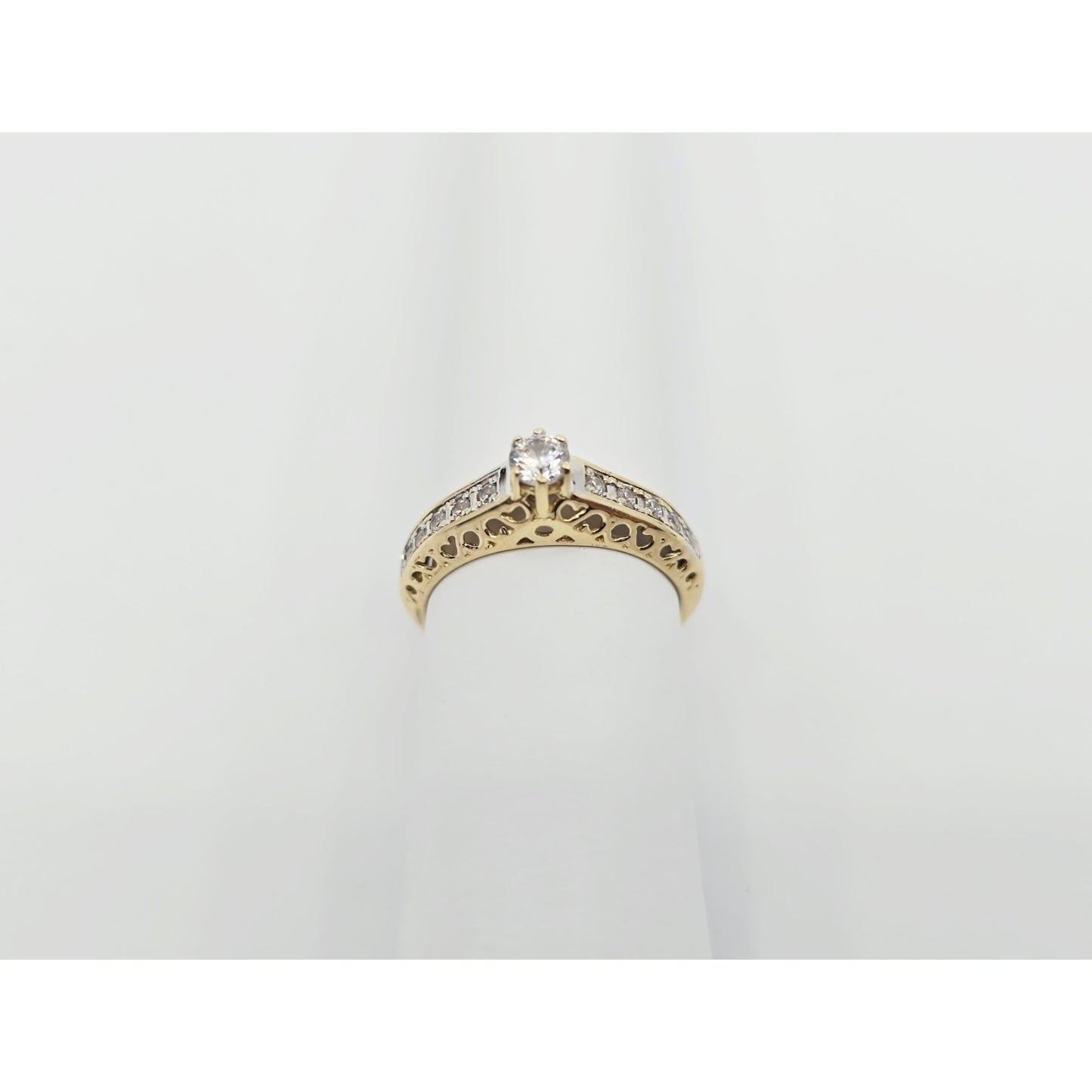 14K Yellow Gold Ladies CZ Engagement Ring