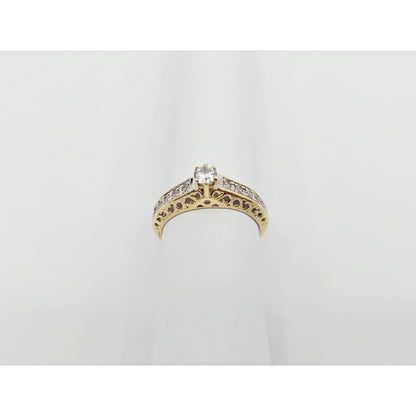 14K Yellow Gold Ladies CZ Engagement Ring