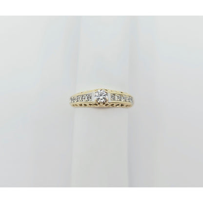 14K Yellow Gold Ladies CZ Engagement Ring