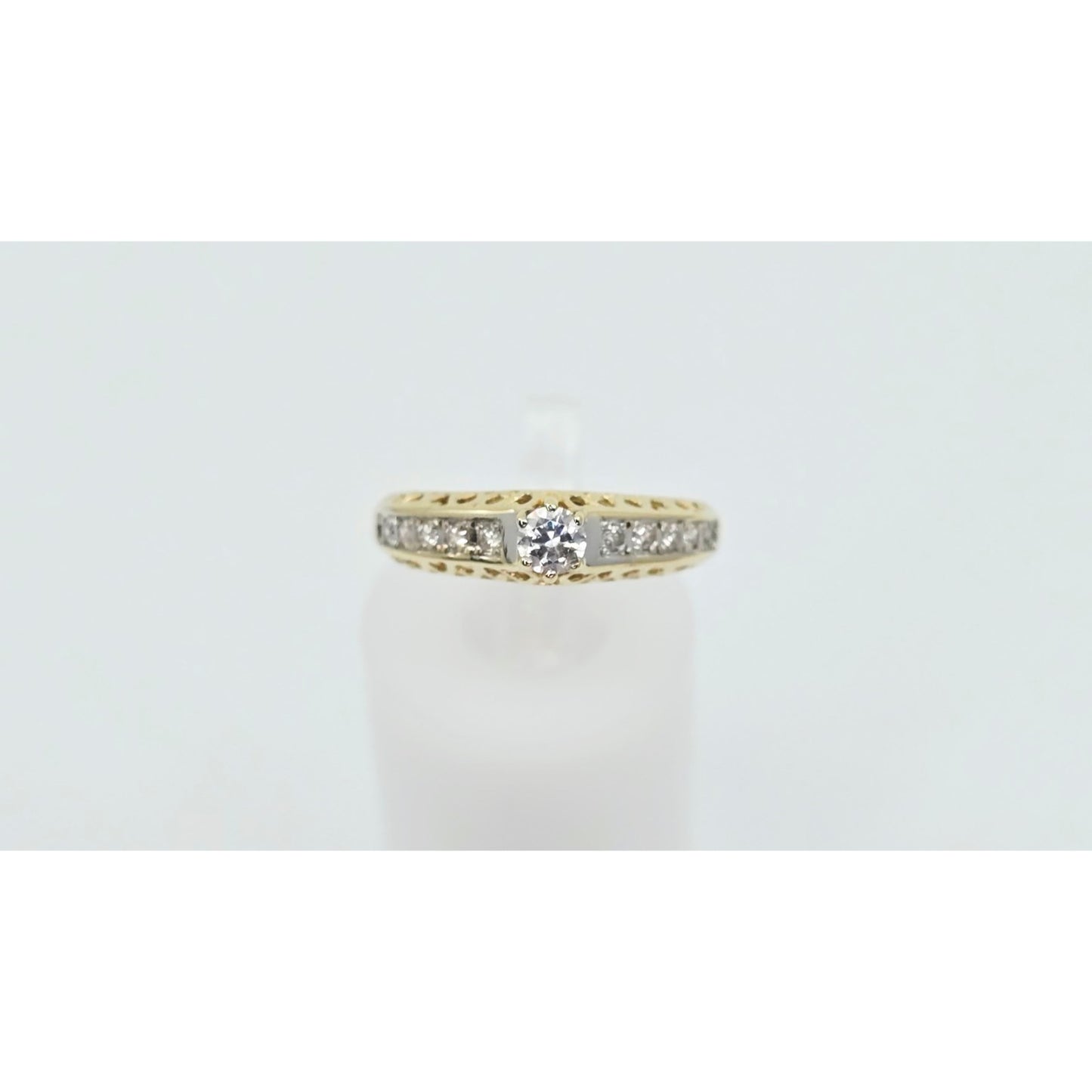 14K Yellow Gold Ladies CZ Engagement Ring