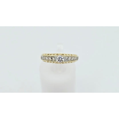 14K Yellow Gold Ladies CZ Engagement Ring