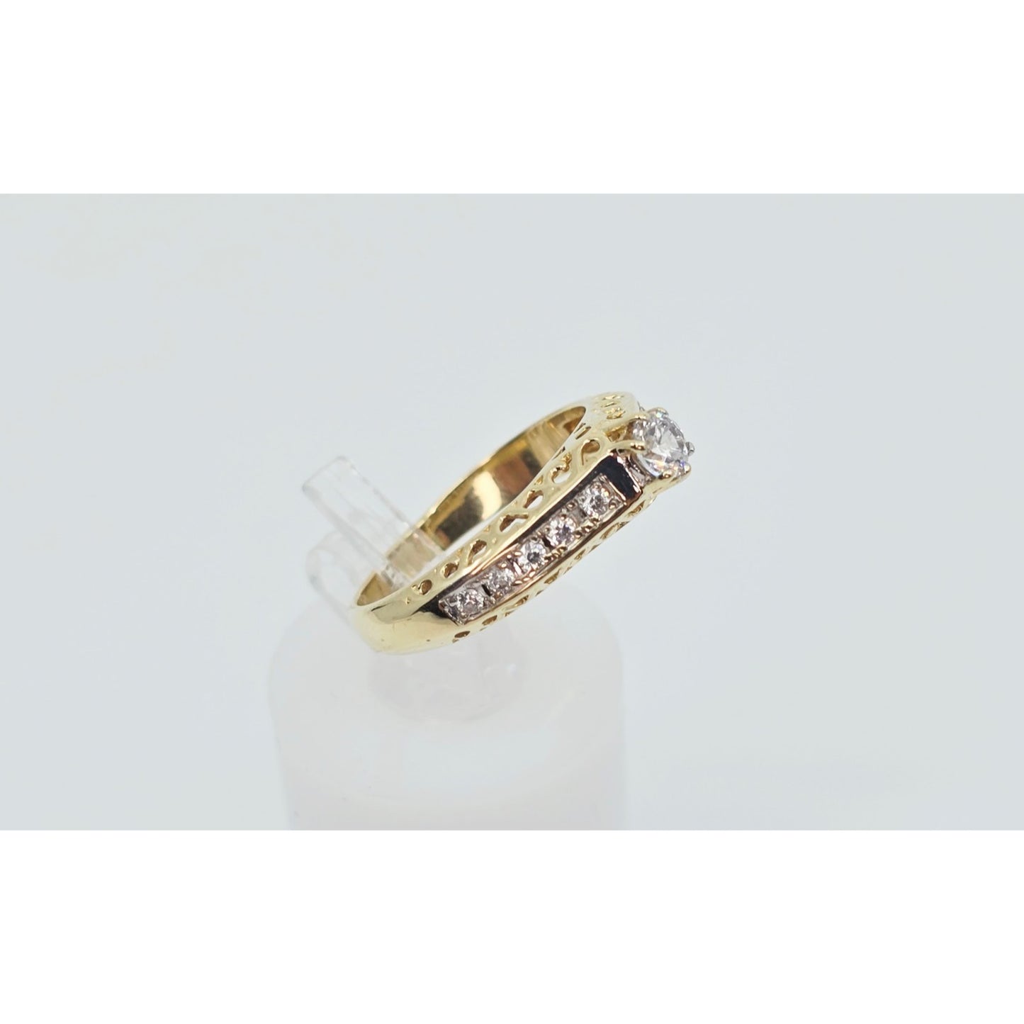 14K Yellow Gold Ladies CZ Engagement Ring