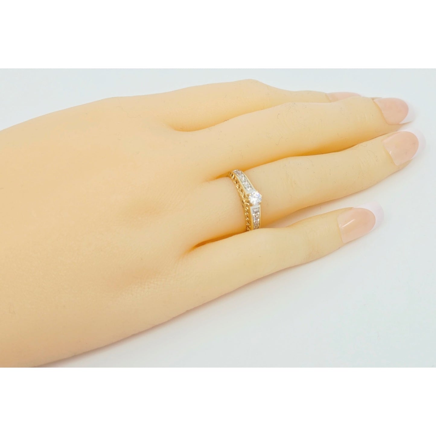 14K Yellow Gold Ladies CZ Engagement Ring