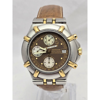 Krieger B929 Chronograph Swiss Watch 18K Two-Tone Limited 17/300 Valjoux 7750