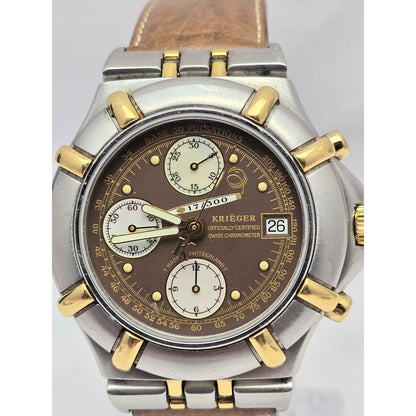 Krieger B929 Chronograph Swiss Watch 18K Two-Tone Limited 17/300 Valjoux 7750