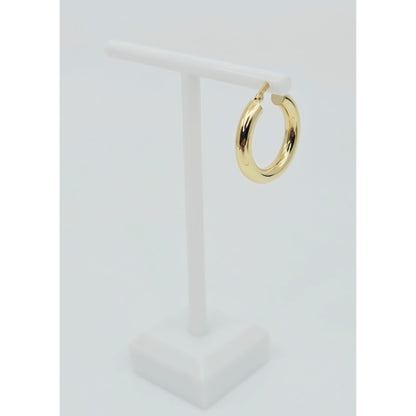Single 18K Yellow Gold Clip on Hinge Hoop Earring