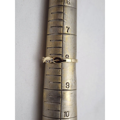 14K Yellow Gold Spiral Cubic Zirconia Wedding Band Ring