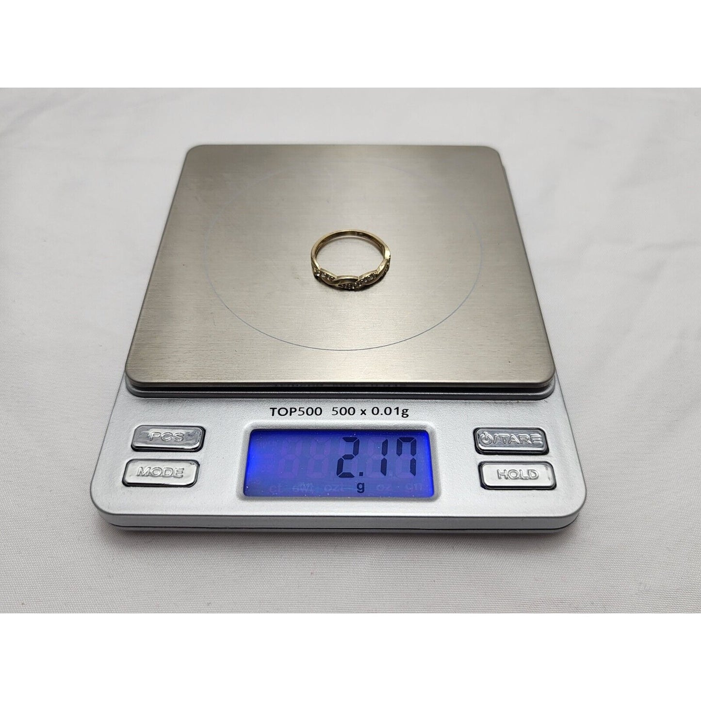 14K Yellow Gold Spiral Cubic Zirconia Wedding Band Ring