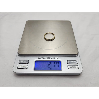 14K Yellow Gold Spiral Cubic Zirconia Wedding Band Ring