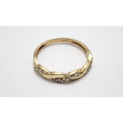 14K Yellow Gold Spiral Cubic Zirconia Wedding Band Ring