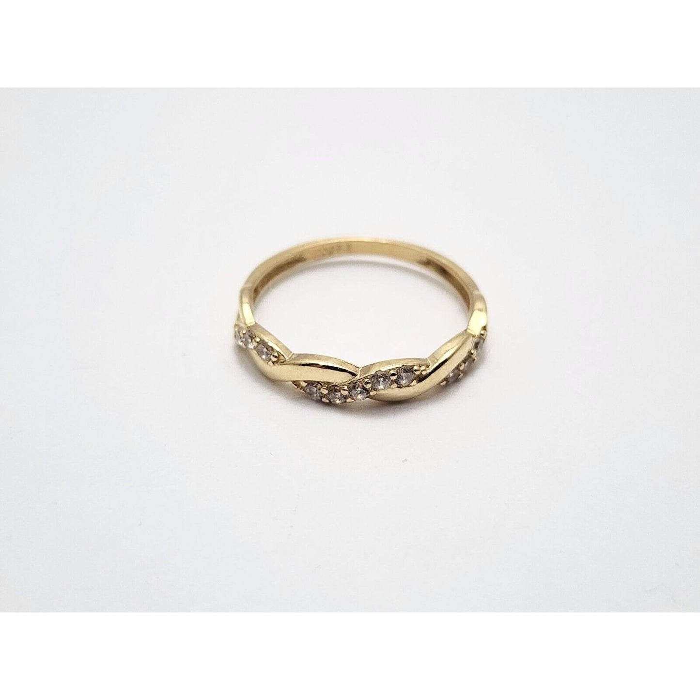 14K Yellow Gold Spiral Cubic Zirconia Wedding Band Ring