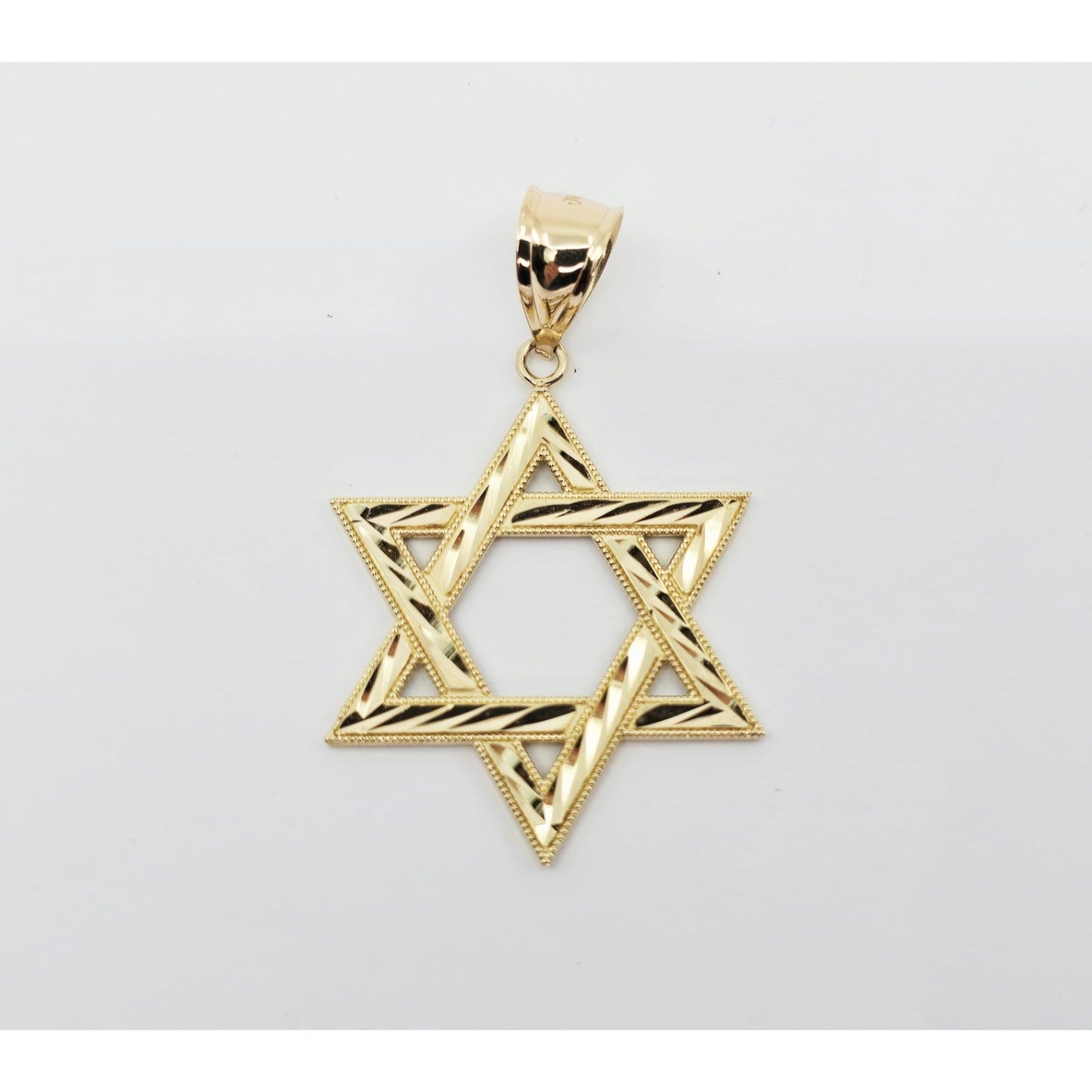 14K Yellow Gold Diamond Cut Religious Star of David Charm Pendant