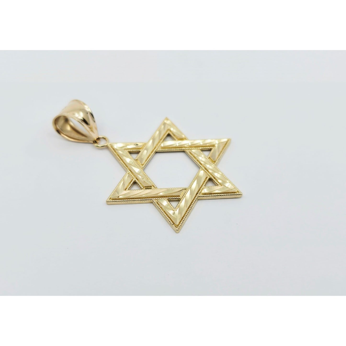 14K Yellow Gold Diamond Cut Religious Star of David Charm Pendant