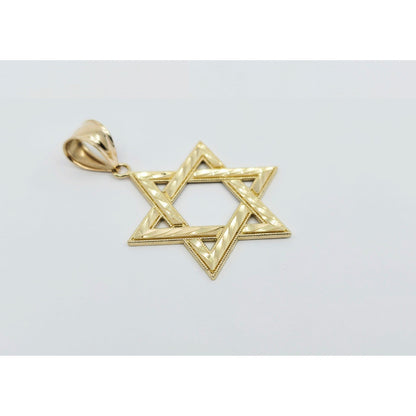 14K Yellow Gold Diamond Cut Religious Star of David Charm Pendant