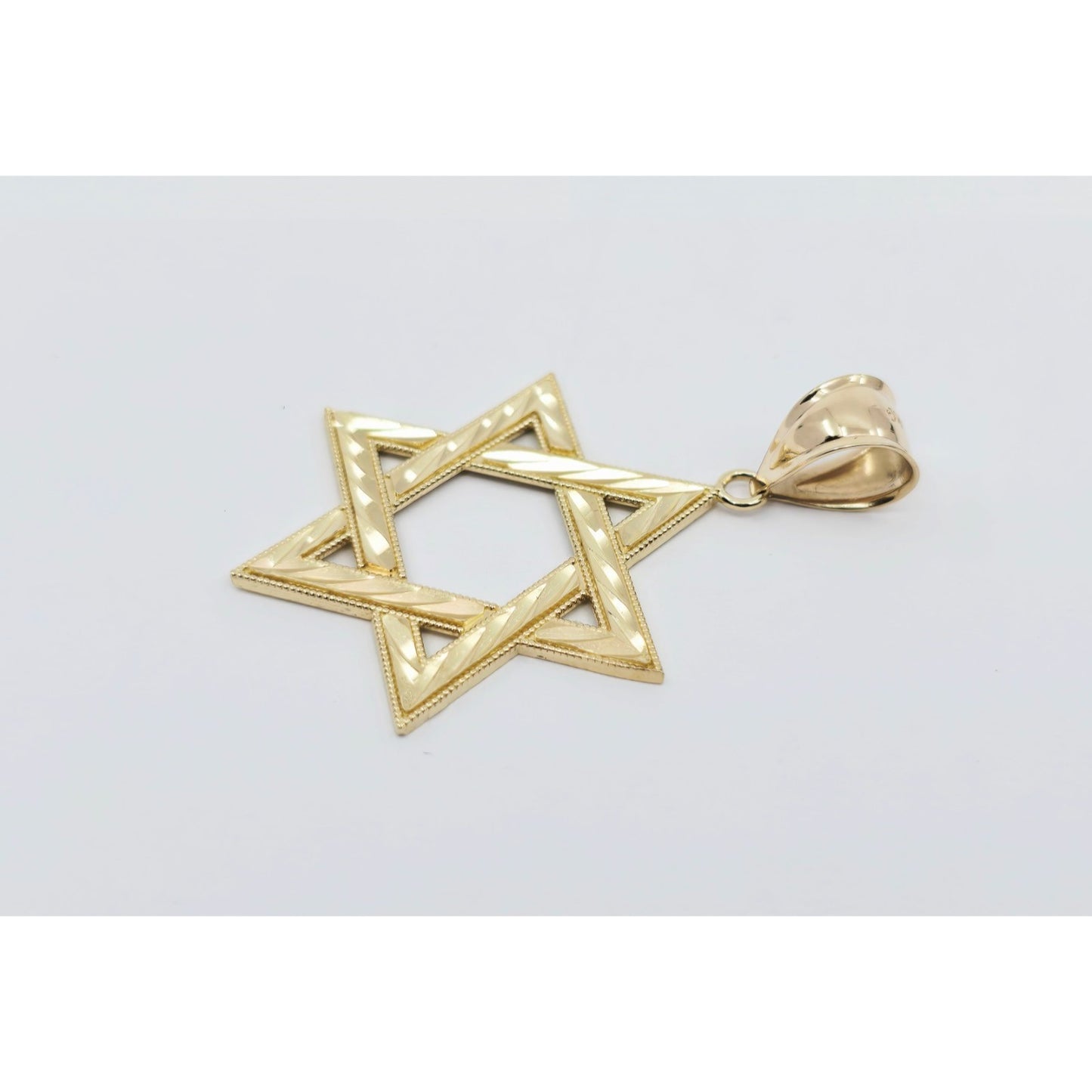 14K Yellow Gold Diamond Cut Religious Star of David Charm Pendant
