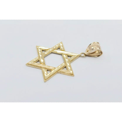 14K Yellow Gold Diamond Cut Religious Star of David Charm Pendant