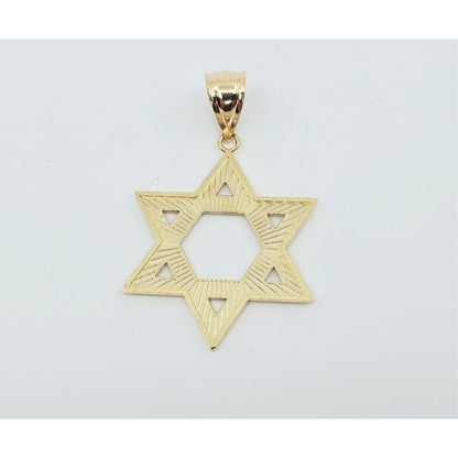 14K Yellow Gold Diamond Cut Religious Star of David Charm Pendant