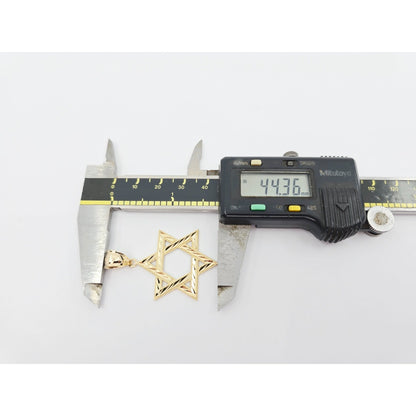 14K Yellow Gold Diamond Cut Religious Star of David Charm Pendant
