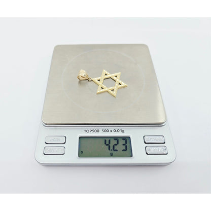 14K Yellow Gold Diamond Cut Religious Star of David Charm Pendant
