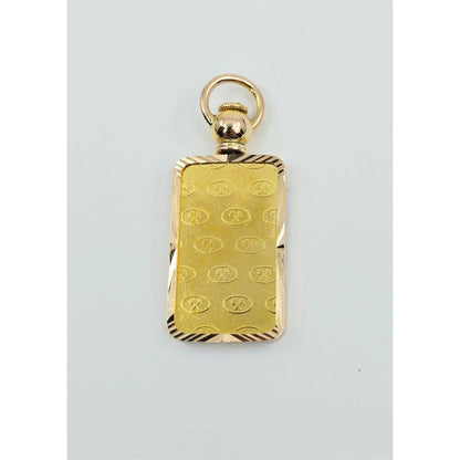 24K 10 Gram Johnson Matthey Gold Bar with 18K Rose Gold Bezel Charm Pendant