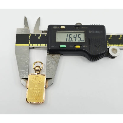 24K 10 Gram Johnson Matthey Gold Bar with 18K Rose Gold Bezel Charm Pendant