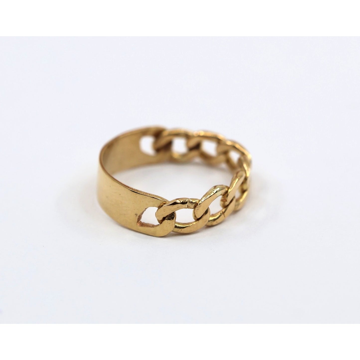 22K Yellow Gold Link ID Cuban Link Ring