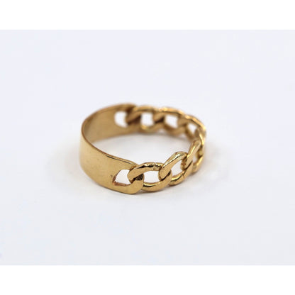 22K Yellow Gold Link ID Cuban Link Ring