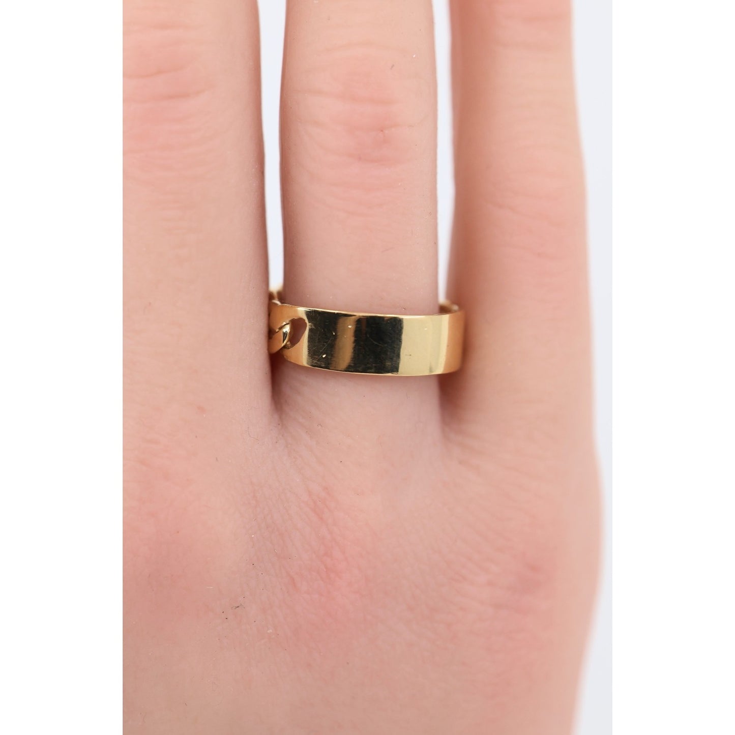 22K Yellow Gold Link ID Cuban Link Ring