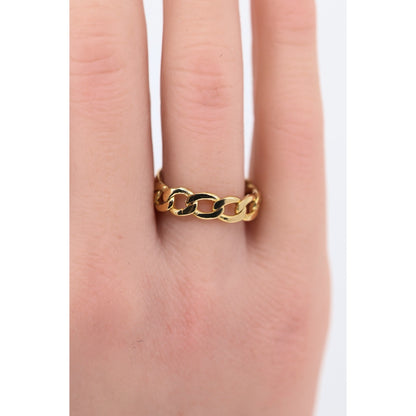 22K Yellow Gold Link ID Cuban Link Ring
