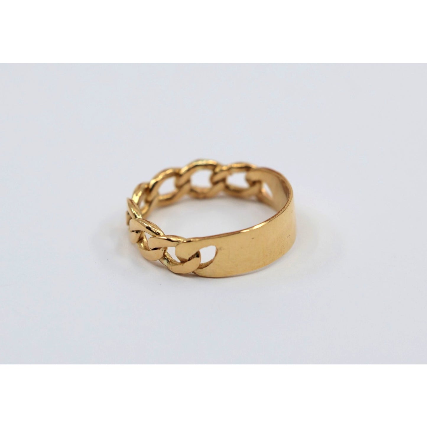 22K Yellow Gold Link ID Cuban Link Ring