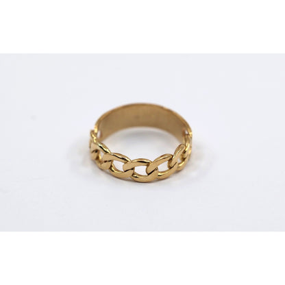 22K Yellow Gold Link ID Cuban Link Ring