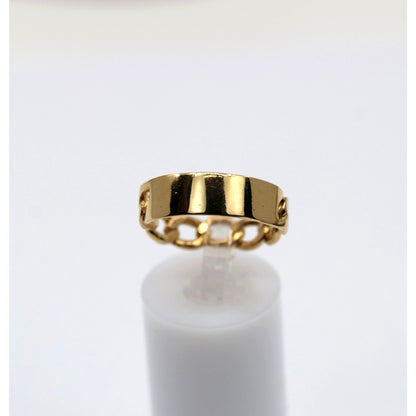 22K Yellow Gold Link ID Cuban Link Ring